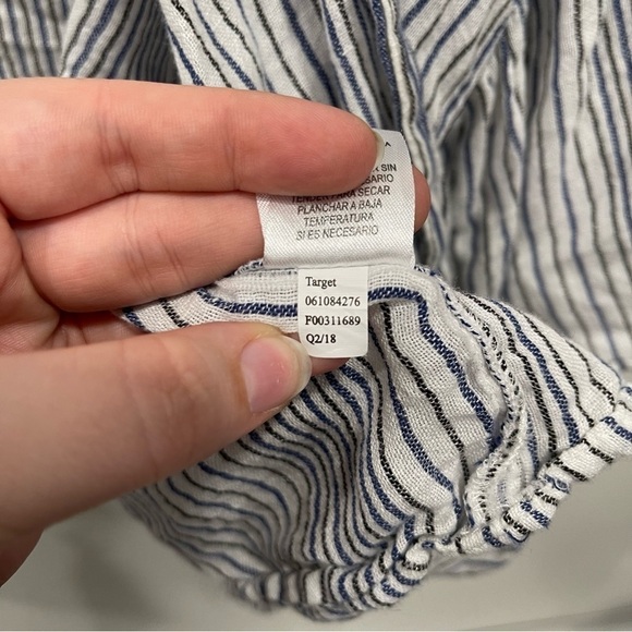 Universal Thread Striped Ruffle Sleeve Kimono Open Front OSFM Cotton Linen - Picture 8 of 8